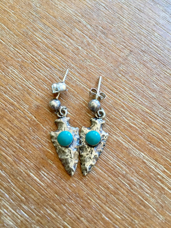 Turquoise Drop Earring, Sterling Dangling Earring… - image 7