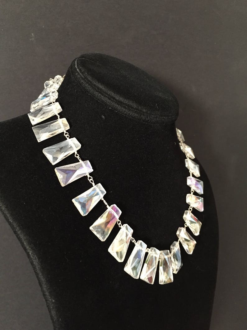 Art Deco Crystal Necklace Crystal Necklace Etsy