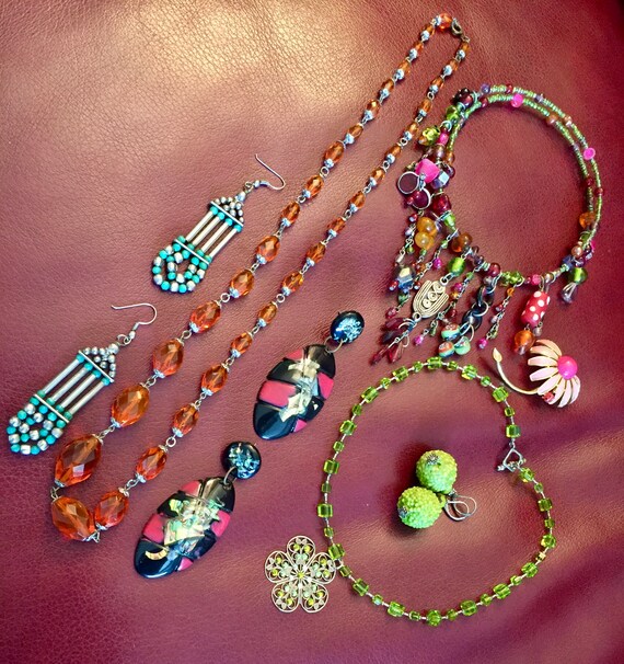BoHo Necklaces, Colorful Necklaces, Drop Earrings,