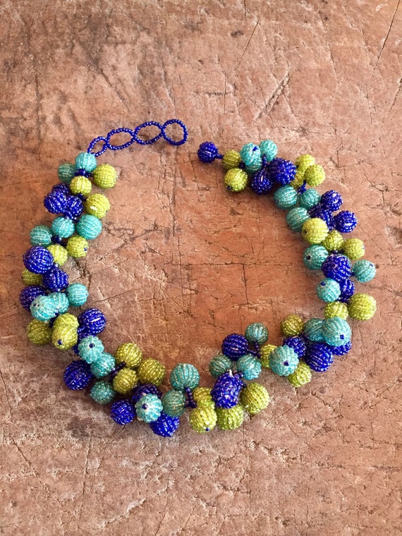 Beaded Necklace, Beaded Choker, Colorful Necklace,