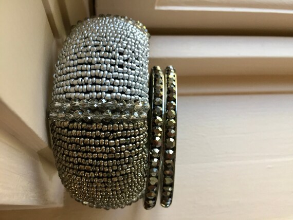 Bangles, Beaded Bangle, Crystal Bangle, Wide Bead… - image 2