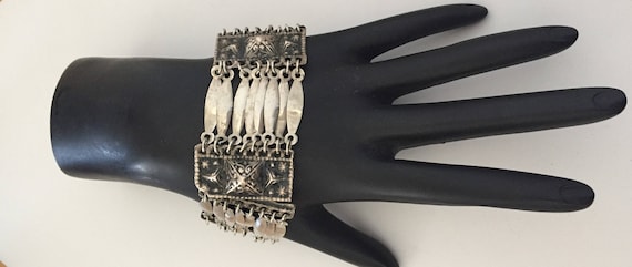 Ethnic Bracelet in Sterling Silver, Vintage Ethnic