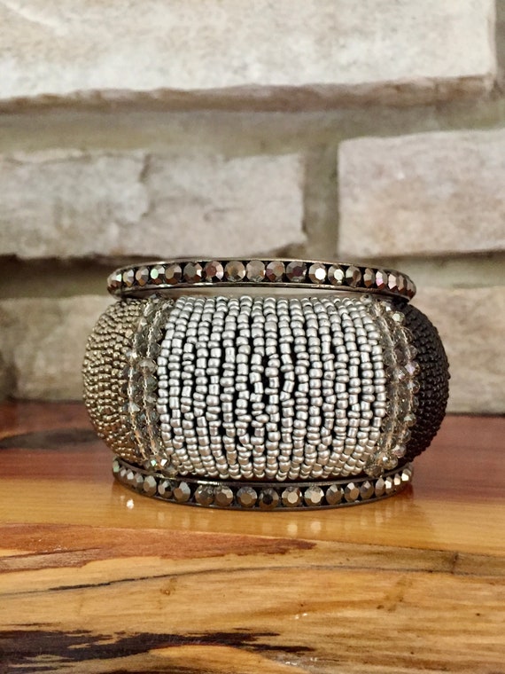 Bangles, Beaded Bangle, Crystal Bangle, Wide Bead… - image 9