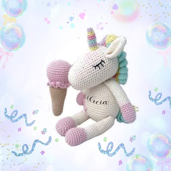 Unicorn Doll, Crochet unicorn doll, Personalized Baby's Doll with Custom Hand-Embroidery Name