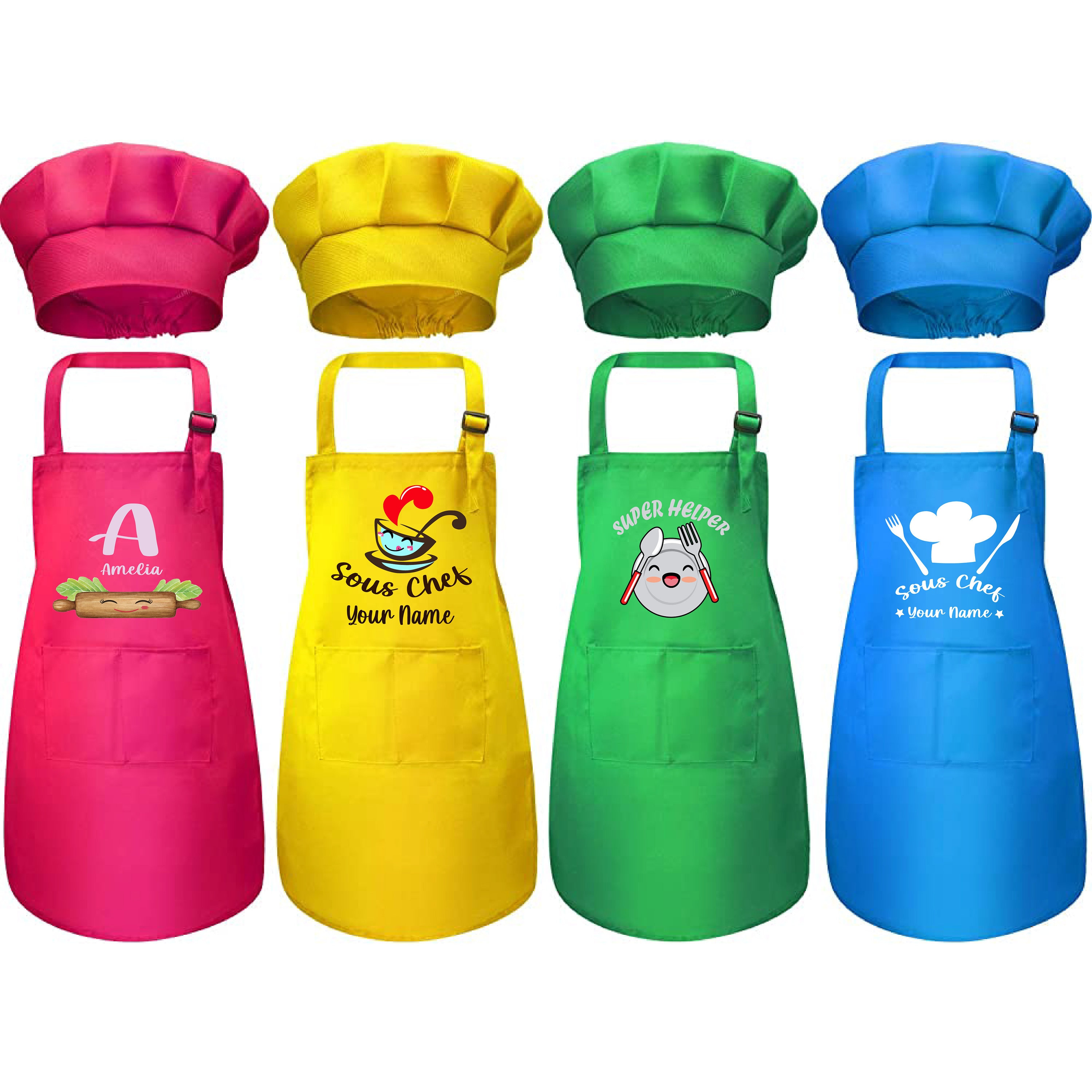 Personalized Kids Apron and Chef Hat Set Children Boys Etsy Canada