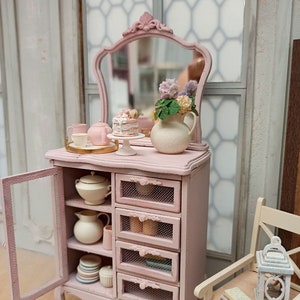Puppenhaus Miniatur Schrank XL Bausatz mit Spiegel