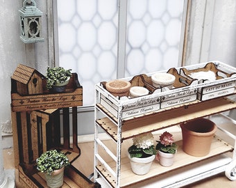 Small industrial style cart dollhouse miniature kit