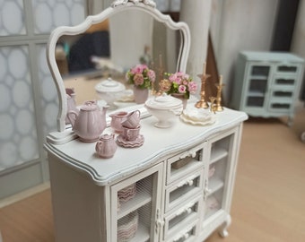 XXL cupboard dollhouse miniature kit with mirror