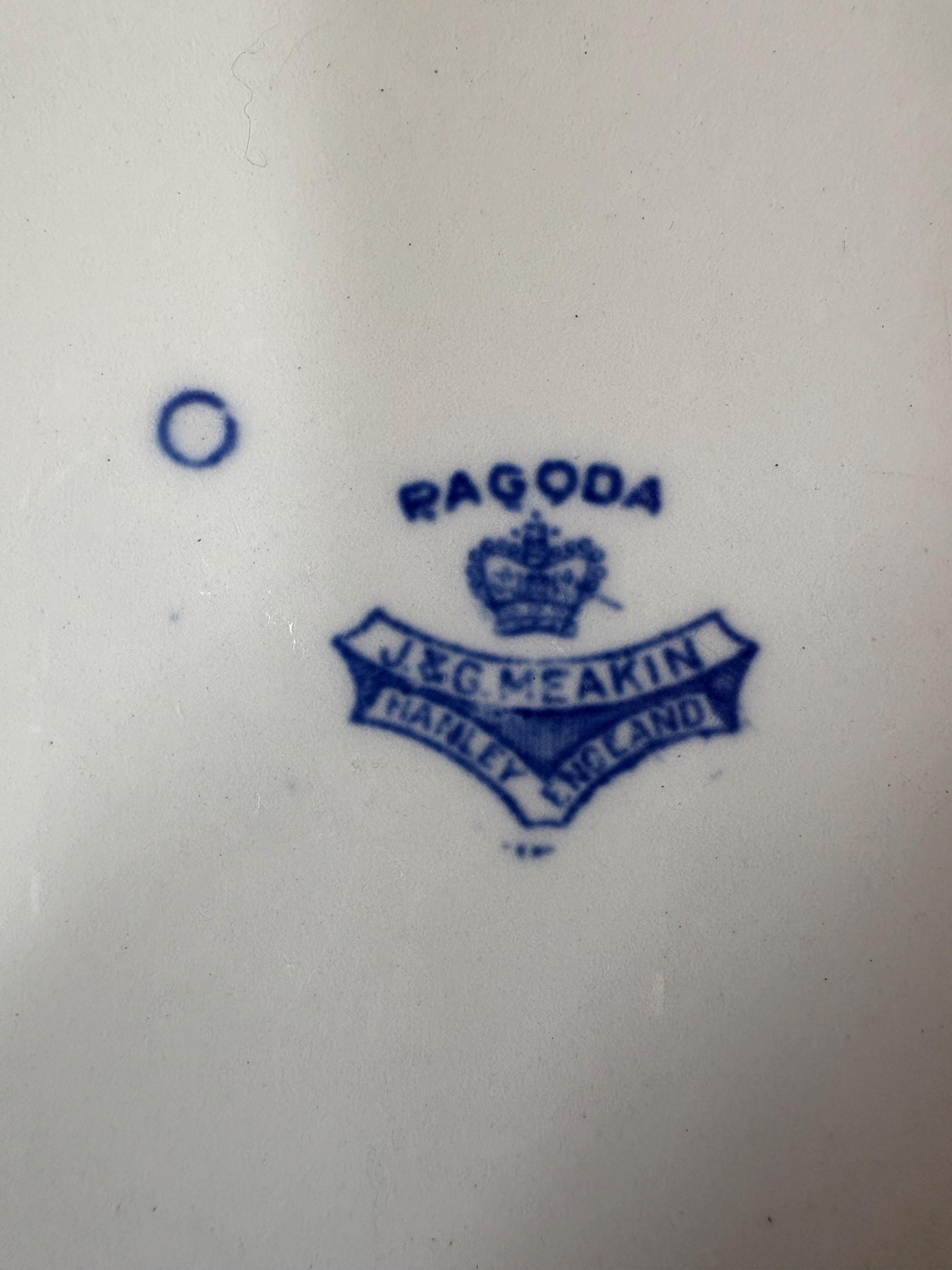 Vintage J&G Meakin Pagoda Blue and White Plate, Transferware China