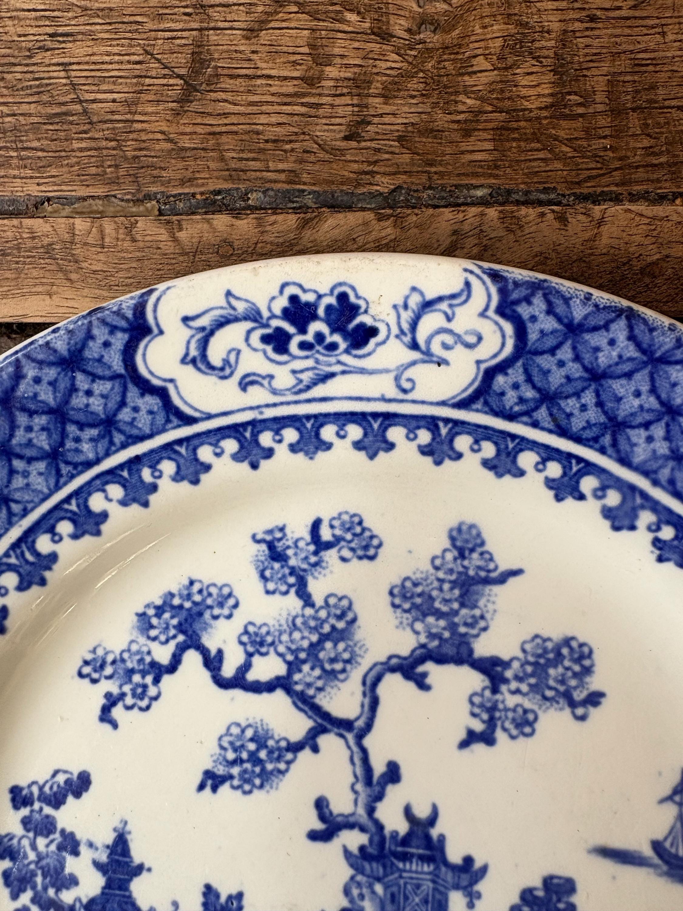 希少　J&G Meakin PAGODA ブルー＆ホワイト　ヴィンテージ Vintage J&G Meakin Pagoda Blue and White Plate, Transferware China