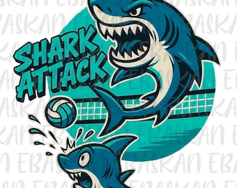 Shark Attack Volleyball PNG, Sharks Team Design (Digital Download)