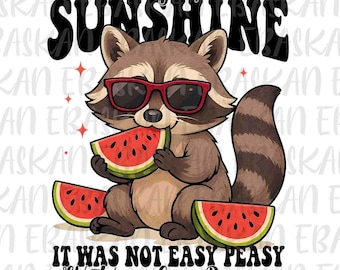Summer Raccoon Watermelon PNG, Funny Breezy Design (Digital Download)