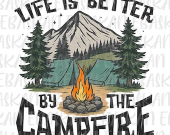 Camping Family Campfire PNG, Tent Life Travel (Digital Download)