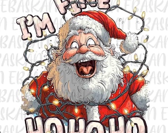 Funny Santa I'm Fine Christmas Lights PNG (Digital Download)