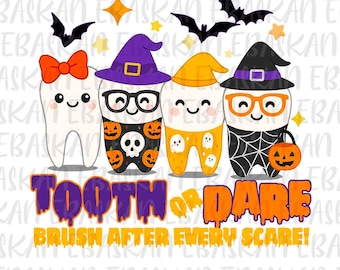 Tooth or Dare PNG, Halloween Dentist Design (Digital Download)