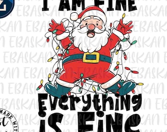 Funny Santa I'm Fine Christmas Lights PNG (Digital Download)