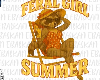Feral Girl Summer Raccoon PNG, Pin Up Cowgirl (Digital Download)
