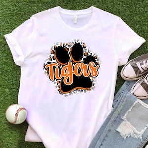 Tiger Paw Tigers Shirt, Go Tigers,Game Day Shirt,Team Spirit Tee, Baseball Mom Sunday Football, Cute Football Shirt, Tiger Spirit Tiger Mom