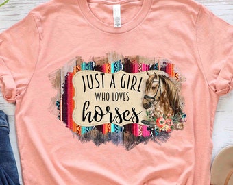 Camiseta de chica que ama los caballos, camiseta de equitación