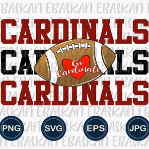 Cardinals Football Love Athletic Teams PNG Go Cardinals Football Team Spirit Cardinals Red Sublimation Printable Design Dtg Dtf Cricut Vinyl