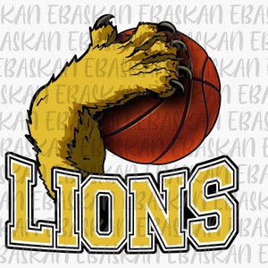 Lions Basketball Team PNG JPG Go Lions Png Lion Paw Lions Team Basketball Lions Roar PNG Sublimation Printable Design Dtg Dtf Vinyl Cricut