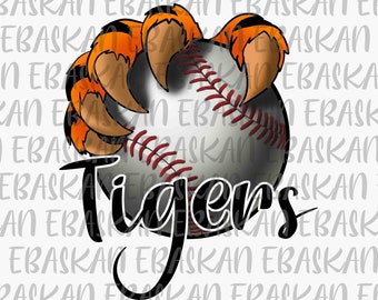 Tigers Baseball Claw PNG JPG, Sublimation Printable Design