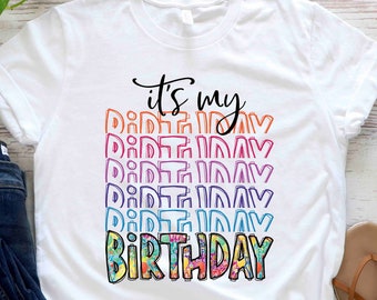 Camiseta de cumpleaños, camiseta colorida de cumpleaños
