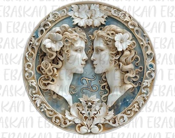 Gemini Zodiac PNG, Horoscope Art (Digital Download)
