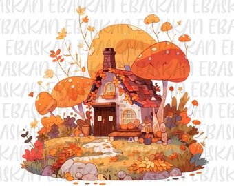 Groovy Mushroom House PNG, Hippie Floral Sublimation (Digital Download)