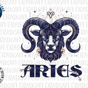 Aries png Zodiac png Horoscope png Digital Download Aries Ram&#39;s Head Design Aries Zodiac Birthday or Everyday