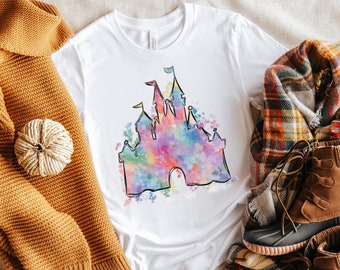 Camisa de acuarela de vacaciones, camisas para mujer, camisas familiares a juego Castillo