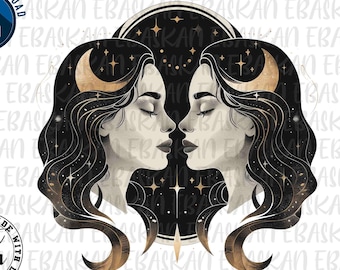 Gemini Zodiac Drawing, Anime Horoscope Design (Digital Download)
