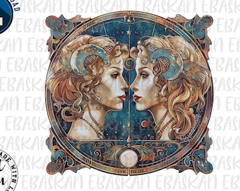 Gemini Zodiac PNG, Stars Constellation Design (Digital Download)