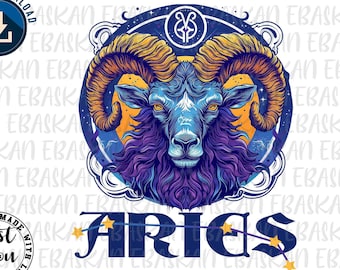 Cabeza de carnero de Aries, diseño de horóscopo (descarga digital)