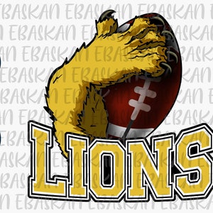 Lions Football Team PNG non Svg Go Lions Png Lion Paw Lions Team Football Lions Ruggito PNG Sublimazione stampabile Design Dtg Dtf Vinile Cricut