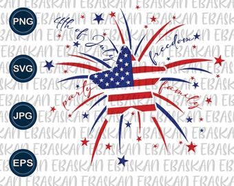 4th of July Fireworks Png Svg Eps Dxf 4th of July Family Freedom Party Fourth of July Patriotic Shirt Design Red Blue White Digital Download