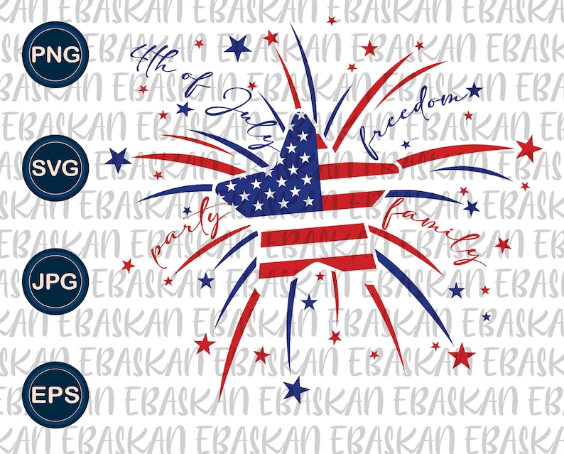 Design dei fuochi d'artificio del 4 luglio (svg, png, eps, dxf) Download digitale