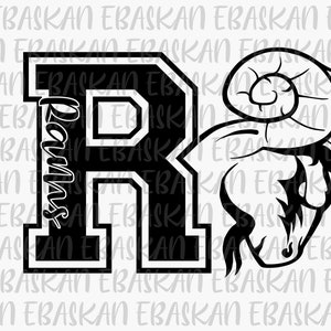 R für Rams SVG Rams PNG Go Rams Design Rams Strong Rams Team PNG Rams Design Rams Game Day Leichtathletik Sublimationsdruck Dtg Dtf Vinyl Cricut