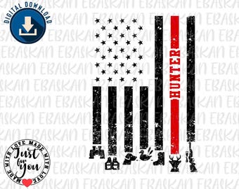 Patriotic Hunter US Flag PNG, Christian Shirt Design (Digital Download)