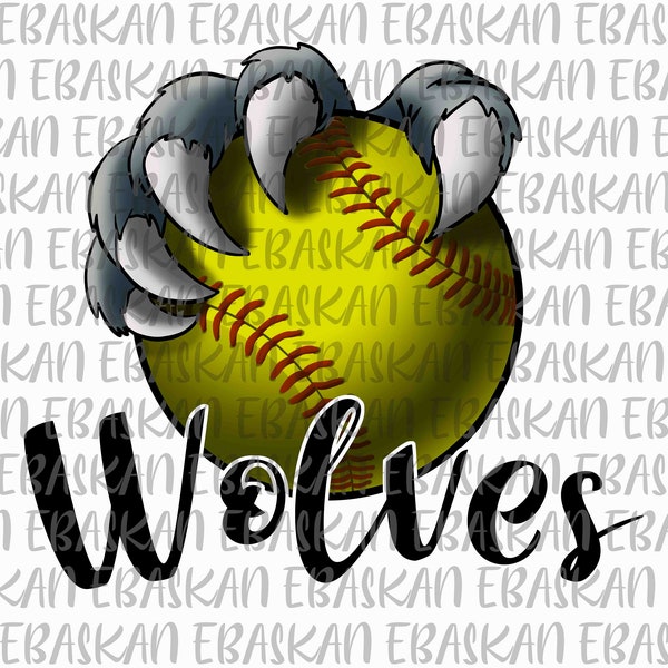 Wolves Softball Athletic Teams Png Design Go Wolves Softball Grey Wolf Team Spirit PNG Sublimation Printable Design Shirts Tees Print