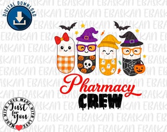 Halloween Pharmacy Crew PNG, Spooky Pill Clipart (Digital Download)
