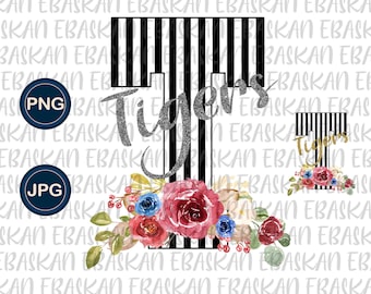 Texas Tigers PNG File, Floral Sublimation Design (Digital Download)