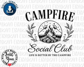 Campfire Social Club, Family Camping PNG SVG EPS (Digital Download)