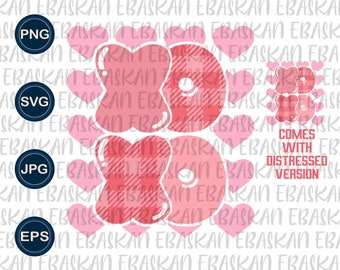 May include: Pink and red plaid XO graphic with a distressed version included. The graphic is surrounded by pink hearts.