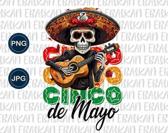 Cinco De Mayo Skull PNG, Dia De Los Muertos Png, Mariachi Png, Cinco De Mayo, Cinco De Mayo Design, Sombrero Png, Cinco De Mayo Retro
