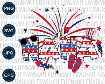 Nana Gigi Patriotic Mimi Nana Grandma PNG SVG EPS 4th Fourth of July American Blessed Mommy Sublimation Vinyl Design Dtg Cricut Dtf Print