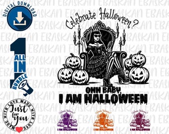 Gothic Halloween Queen SVG, Sassy Spooky PNG (Digital Download)