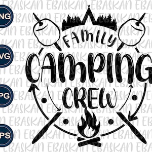 Famiglia campeggio equipaggio SVG PNG EPS viaggio amici famiglia campeggio tenda vita Marshmallow viaggio carino campeggiatori sublimazione stampa Dtg Dtf vinile Cricut