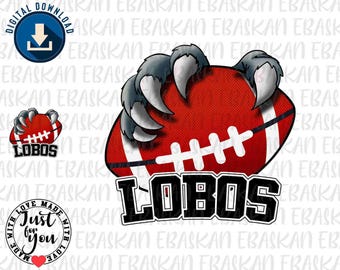 Lobos Football Paw PNG, Sublimation Design (Digital Download)