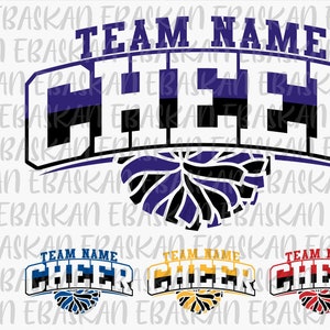 Custom Cheerleader Team Png Svg Go Cheerleader Shirt Design Your Team Name Here Basketball Football Baseball Soccer PNG Pom Pom Girl Design